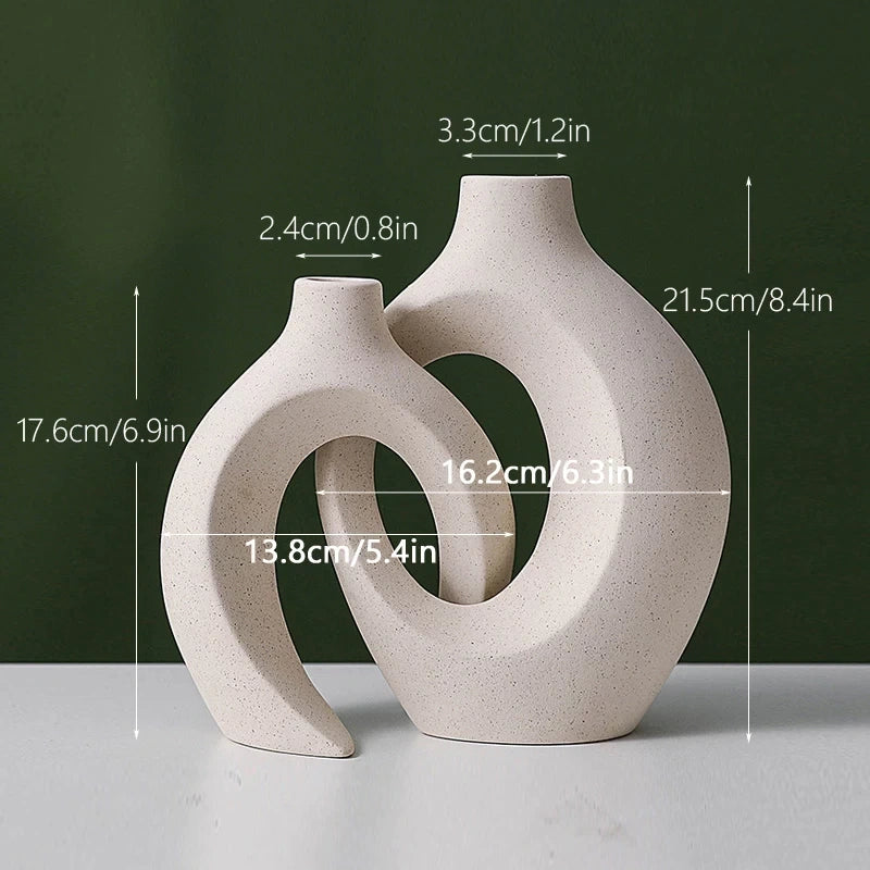 2Pcs/Set Ceramic Flower Vase Nordic Frosted White Matte