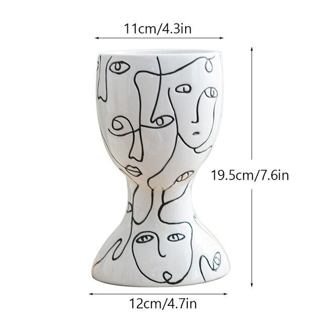 20cm Abstract Ceramic Vase Figurines Pampas Grass Fresh Flower