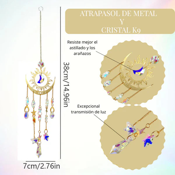 ✨Flame Moon AB Color Crystal Pointed Bead Wind Chime Sun Catcher Pendant, ☀️ Una Colección para Llenar tu Vida de Luz✨