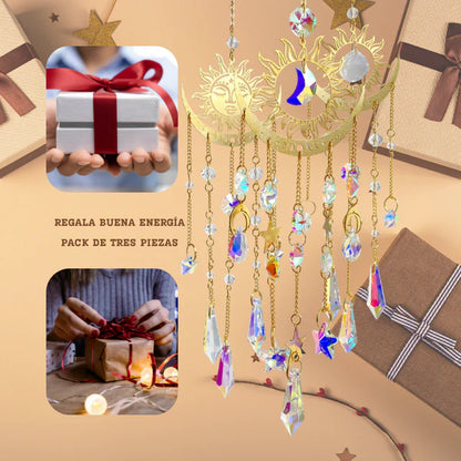 ✨Flame Moon AB Color Crystal Pointed Bead Wind Chime Sun Catcher Pendant, ☀️ Una Colección para Llenar tu Vida de Luz✨