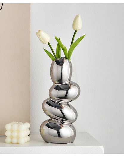 Art Nordic Style Cobble Vase Dried Flower Decorative