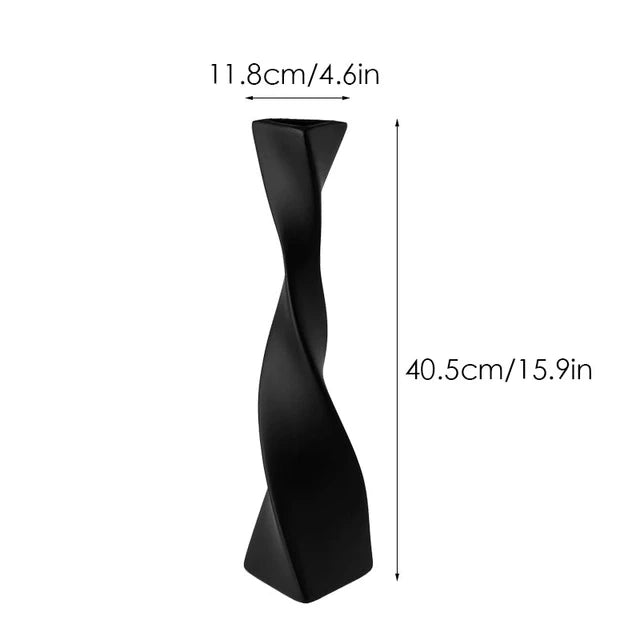 41cm Ceramic Rotary Vase Nordic Modern Art Simple, Black