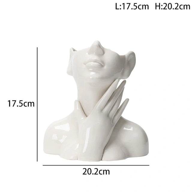 1Pcs Ceramic Human Face Flower Vases