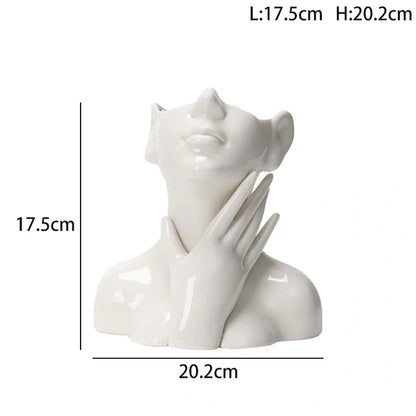 1Pcs Ceramic Human Face Flower Vases