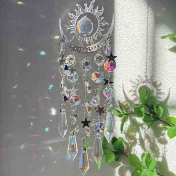 ✨Flame Moon AB Color Crystal Pointed Bead Wind Chime Sun Catcher Pendant, ☀️ Una Colección para Llenar tu Vida de Luz✨
