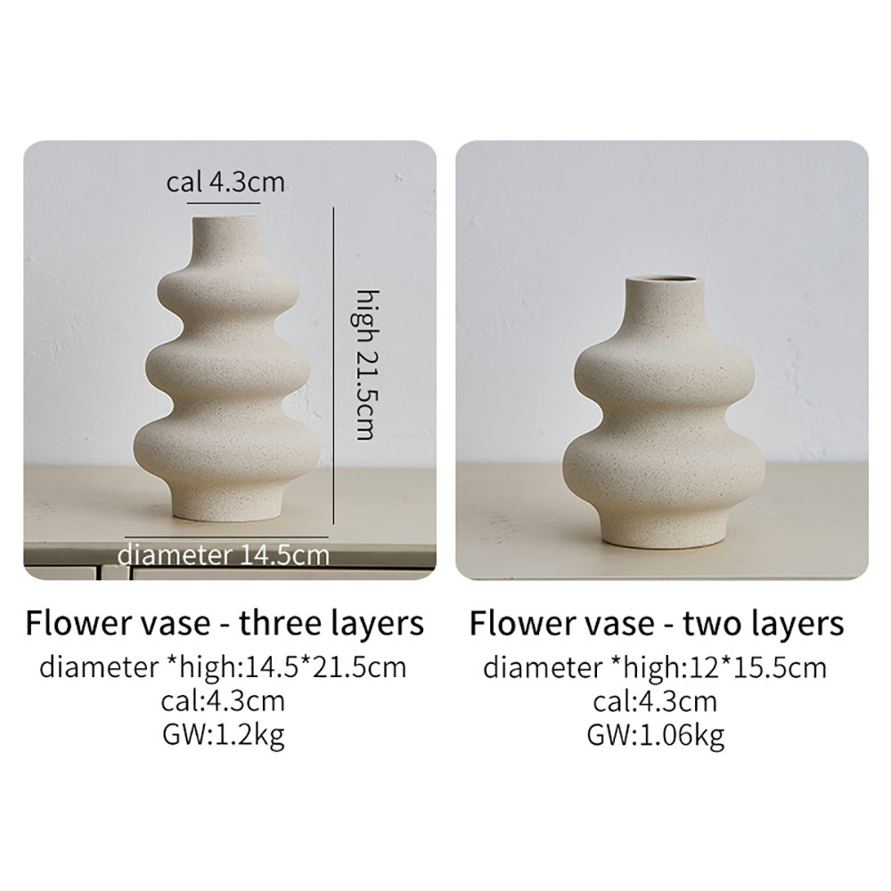 2PCS Ceramic Decorative Vase Art Ornament For Flowers