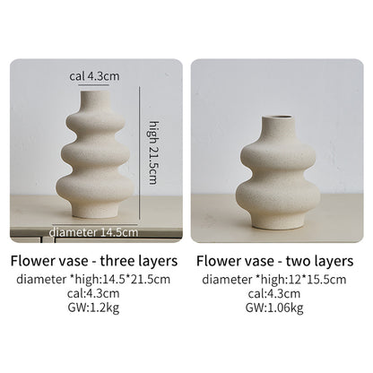 2PCS Ceramic Decorative Vase Art Ornament For Flowers