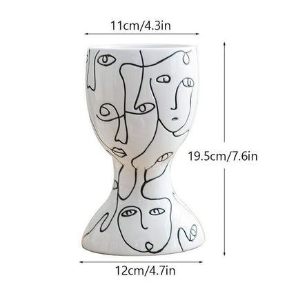 20cm Abstract Ceramic Vase Figurines Pampas Grass Fresh Flower