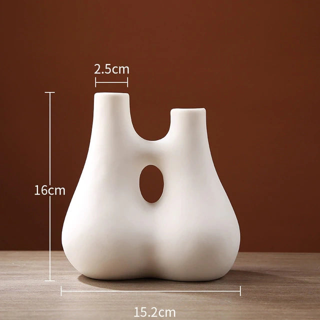 Ceramic White Vase Pampas Grass Nordic Modern